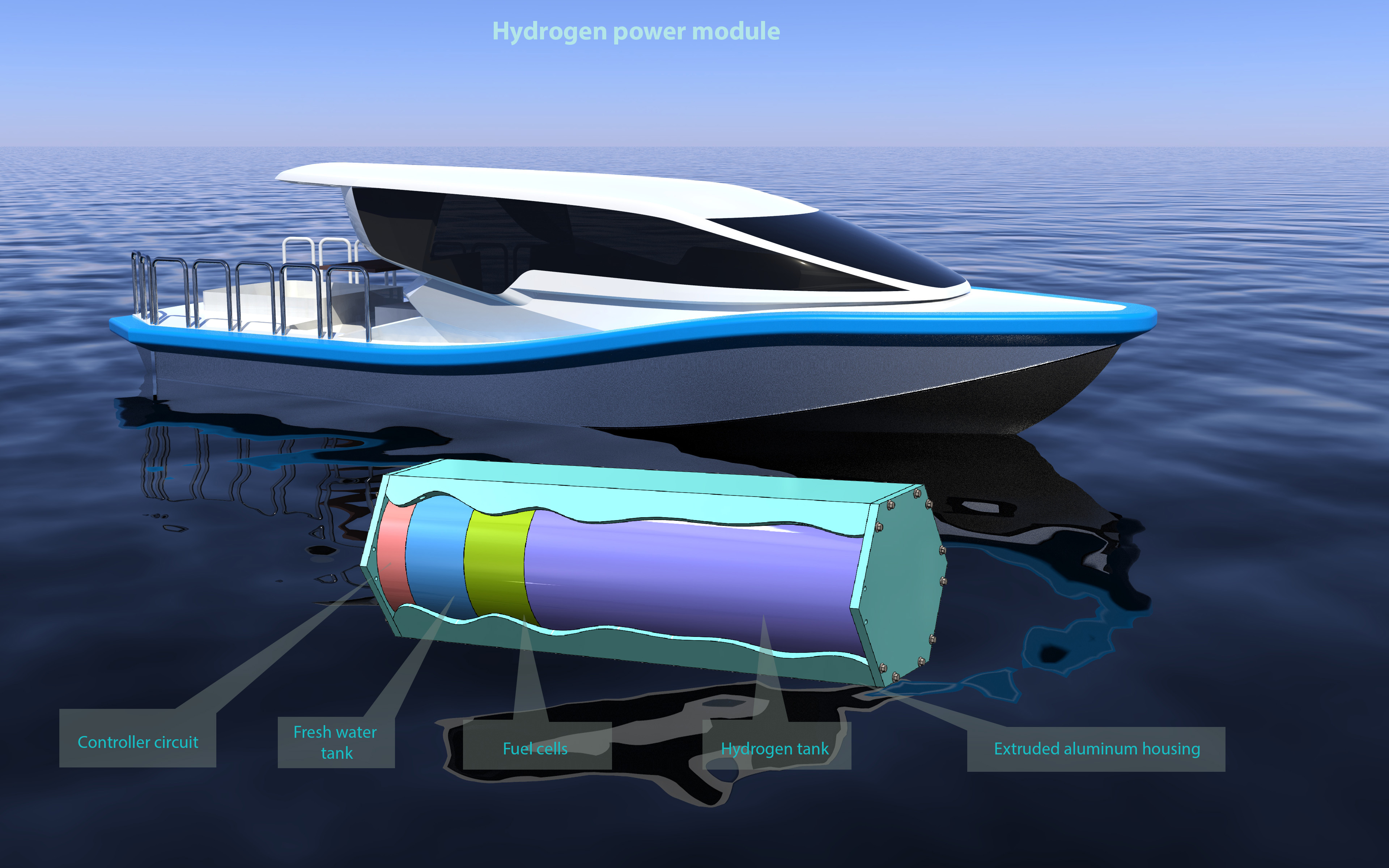 氢推进概念船舶模型3D图纸 STEP格式